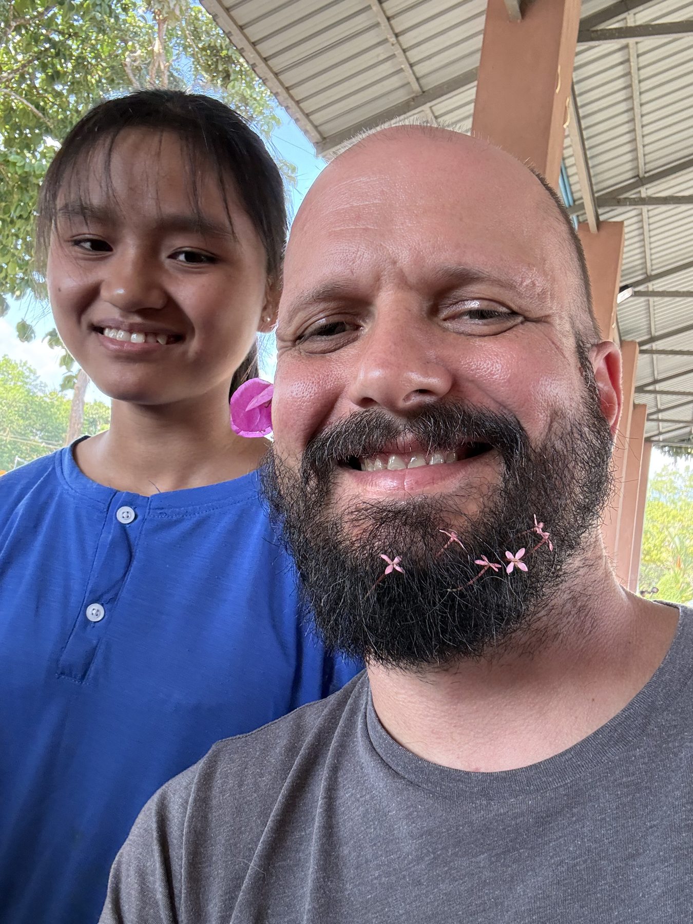 They put flowers in my beard